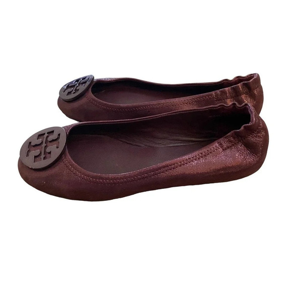 Tory Ballerina Flats Maroon Burgundy Casual Leather US 6.5 M Slip-on Boho - Picture 5 of 11